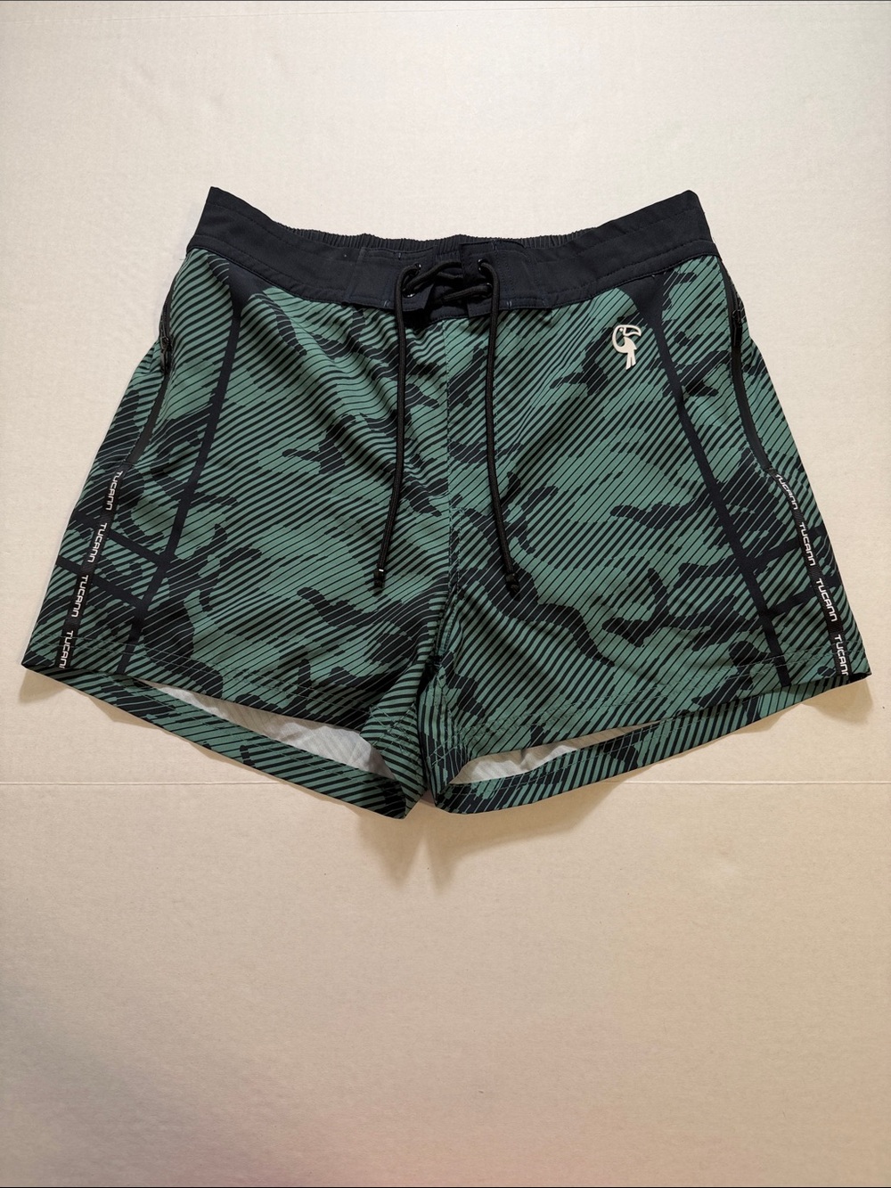 Tucann Striped Green Camo Swim Shorts- 3”